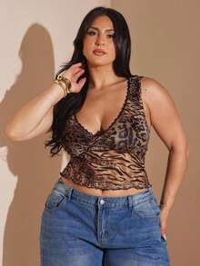 2026 Nueva Blusa de Tirantes Finos para Mujer Talla Grande, Blusa de Malla con Lunares, Ropa de Playa y Vacaciones - Caqui - Ver 5