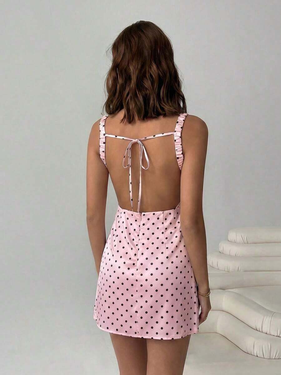 Vestido mini sexy sin espalda 95% algodón, esencial para el verano, adecuado para el uso diario, citas, fiestas, Navidad, Año Nuevo, Acción de Gracias, fiestas, bodas, playa, ceremonias de graduación, moda, elegante, casual, salidas, citas, reserva - Rosa - Ver 1