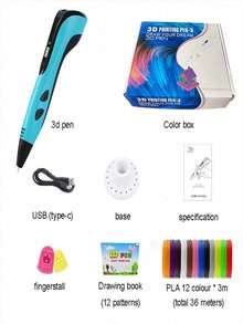 قلم رسم ثلاثي الأبعاد، قلم طباعة رسم DIY، جرافيتي ثلاثي الأبعاد، واجهة USB Type-C، بدون بطارية، مناسب للرسم الفني الإبداعي DIY، مجموعة قلم ثلاثي الأبعاد، مناسب كهدية عيد ميلاد، هدية عيد الميلاد، هدية عطلة إبداعية - مشاهدة 10