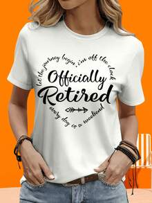 GraphicLadies Short-Sleeved T-Shirt For Leisure, Outdoor Activities, And Lounging At Home, 220g. Officially Retired T-Shirt With The Phrase "Let The Journey Begin I'm Off The Clock Every Day Is A Weekend". Perfect For Leisure, Outdoor Activities, Holidays, Parties, And As A Gift. - 白色 - 查看 5