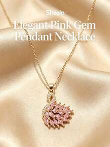 Moonfan 1 pieza Collar con colgante de cisne de circonita cúbica, adecuado como regalo para mujeres, collar nupcial para uso diario, ideal para citascasión - Amarillo Oro - Ver 6
