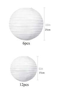 9/18pcs White Paper Lanterns, Decorative Chinese/Japanese Style Round Hanging Paper Lanterns, Suitable For Birthday, Wedding, Christmas, Bridal, Home Decor, Party Decoration - White Lanterns - View 9
