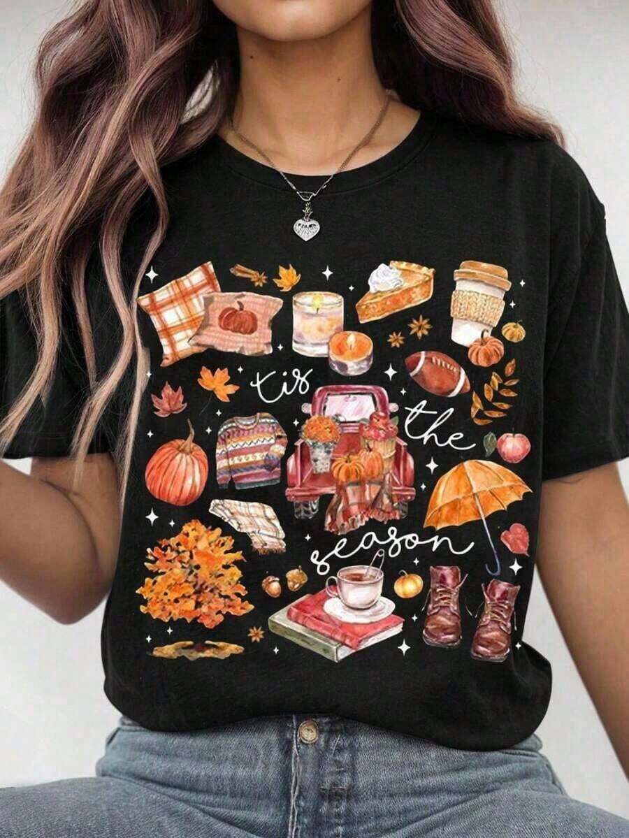 1 Piece Retro Groovy Play Is Learning T-Shirt For Kindergarten And Nursery Teachers, Breathable And Comfortable Fit, Short Sleeve, Round Neck, For All Seasons, 180g 100% Cotton. - 黑色 3 - View 1