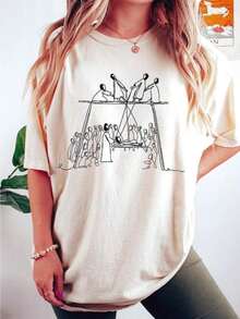 Comfortable Retro Christian T-Shirt, "Jesus Heals The Paralyzed Man" T-Shirt, "I Fell Through The Roof" T-Shirt, Religious Gift For Mom, "Church Team" T-Shirt, Funny Graphic T-Shirts For Men And Women, Crew Neck, Loose Casual T-Shirts - 白色 - 查看 5