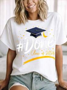 Mexican Graduation Celebration T-Shirt, Class Of 2026 Graduation Cap Design, For University Graduates, Party Clothes, Summer Fashion Cotton T-Shirt - 白色 - 查看 3