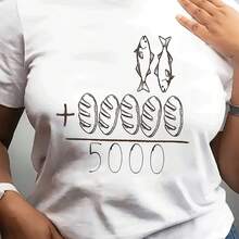 Women's T-Shirt With Minimalist Bear Design And Text - White - View 1