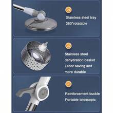 Spin Mop And Bucket With Wringer Set - 360 Spinning Mop With 53-In Adjustable Handle, Microfiber Mops Floor Cleaning, With 2 Washable Mop Refill 30 Cloths Floor Cleaning - Mặc định - Xem 7