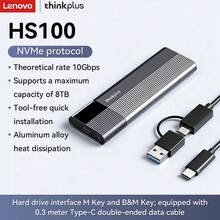 Lenovo M.2 SSD External Enclosure, 10Gbps High-Speed Transfer, Aluminum Alloy Tool-Free Installation, Quick Snap, Supports 2230/2242/2260/2280 Sizes, USB-C To C+A Cable, Compatible With Multiple Devices - Grey - View 10