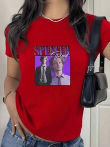 100% Cotton. Professionally Styled Figure Expressing Intelligence And Confidence Against A Deep Purple Background. Women's T-Shirt, 100% Cotton, Soft Texture And Modern Comfort. Women's Simple Solid Color T-Shirt, Loose And Slim Fit Casual Short Sleeve - 紅色的 - 查看 8