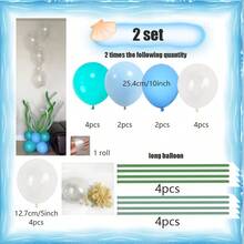 25pcs/Set DIY Deep Sea Seaweed Balloon Kit, Includes Clear Latex Balloons. Suitable For Ocean-Themed Birthday Parties, Underwater Parties, Shell And Seaweed Decorations. - View 12