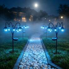 1pc 6-Head Solar Outdoor Garden Lights, Steady And Flashing Dual Mode Landscape Decor Lamp - White Light Inserts Lanterns - View 4