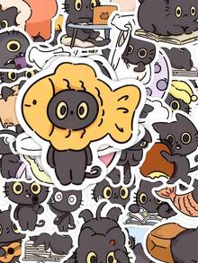 50pcs Black Cat Stickers Cute Animal Stickers Cat Party Gifts Waterproof Vinyl Stickers - Multicolor - View 1