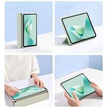TenYide 1个硅胶可折叠防摔平板电脑保护套，多角度折叠支架，兼容iPad、Galaxy Tab、Tab、MatePad、Honor Pad、Pad、Pad等平板电脑型号 - 抹茶綠色 - 查看 4