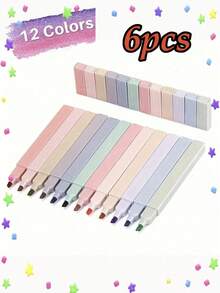 24/12/6pcs Morandi Style Square Fluorescent Markers, Soft Tip Highlighter Pens, Colorful Quick-Dry Non-Smudging, Suitable For Diary, Notes, Study, Office Stationery - Square - View 10