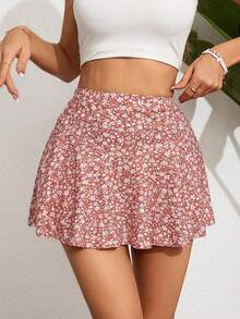 Falda floral para tiempo libre para mujer - Rosa - Ver 1