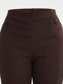 Wide Leg Plus Size Winter High Waist New Release Cold Autumn Elegant Palazzo Pants With Side Pockets Cargo Butt Lifting Premium Tailoring Sizes 46 To 56 - 鏽棕色 - 查看 5