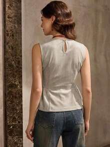 in mangas estilo BOHO vintage casual de estilo campestre americano, uso básico diario para otoño/invierno - Albaricoque - Ver 2