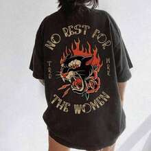 % Cotton No Rest Women's Rad Tee Feminism T-Shirt Vintage Tattoo Style Girl Power T-Shirt Women's Rights Activist T-Shirt - Unisex For Women And Men, Everyday Campus Wear - 黑色 - 查看 8