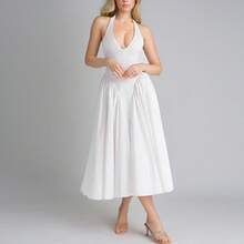 Elegant Women's Party Dress, New Spring Collection, V-Neck With Halter Straps, Sensual Style - 白色 - 查看 3