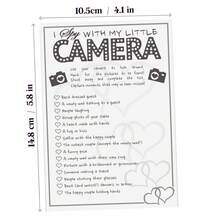 Tarjetas de recuerdo del juego de desafío de selfie "Yo veo con mi pequeña cámara" en blanco y negro para invitados a la boda - Juego del reto de selfies - Ver 6
