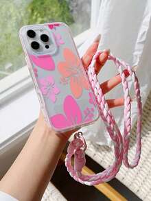 1pc Minimalist Retro Lily Flower UV Painted Thick Shockproof Transparent Dual-Color 2-In-1 TPU Phone Case With Detachable Halter, Compatible With IPhone 17/17 Pro/17 Pro Max/16/16 Plus/16 Pro/16 Pro Max/15/15 Plus/15 Pro/15 Pro Max/14/14 Plus/14 Pro/14 Pro Max/13/13 Pro/13 Pro Max/12/12 Pro/12 Pro Max/11/11 Pro Max/X/XS/XR, Provides Lens Protection - Multicolor - View 2