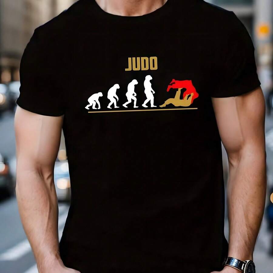 Evolution Judo Graphic Tee - Manga corta casual - Camiseta de verano con diseño geométrico - Negro - Ver 1