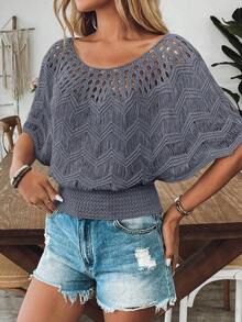 Nuevo suéter de punto de ajuste ceñido de estilo casual europeo y americano para mujeres - Gris - Ver 5
