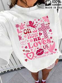 1 camiseta gráfica para mujer "Jesus Like Us" - Transpirable, cómoda y elegante, de puro algodón, lavable a máquina, ideal para primavera y verano, camiseta gráfica divertida, 180g 100% algodón. - Blanco - Ver 1