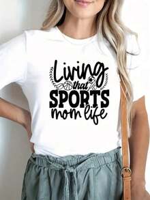 Camiseta casual de mujer 100% algodón, cuello redondo, manga corta, tela ligeramente elástica, diseño cómodo, adecuada para todas las estaciones, una prenda imprescindible para salir y viajar. - Blanco - Ver 7