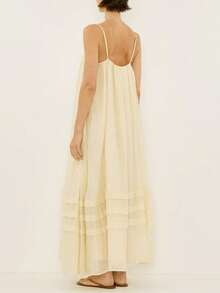 Loose-Fitting Maxi Dress With Straps And Pockets, Summer 2026 Vacation Style - Yellow - View 2