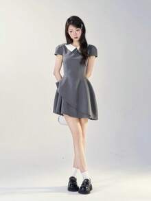 Women Short Dresses - Grey - View 2