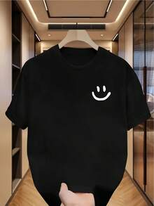 T-Shirt - 100% Cotton, Round Neck In Black With Original Print - Ideal For Casual Wear, Gardening Clothes, Black And White Print, Regular Fit, Short Sleeve, Round Neck For Men And Women, Perfect As A Gift For Halloween, Christmas, Thanksgiving Or Birthday. - 黑色 - 查看 7