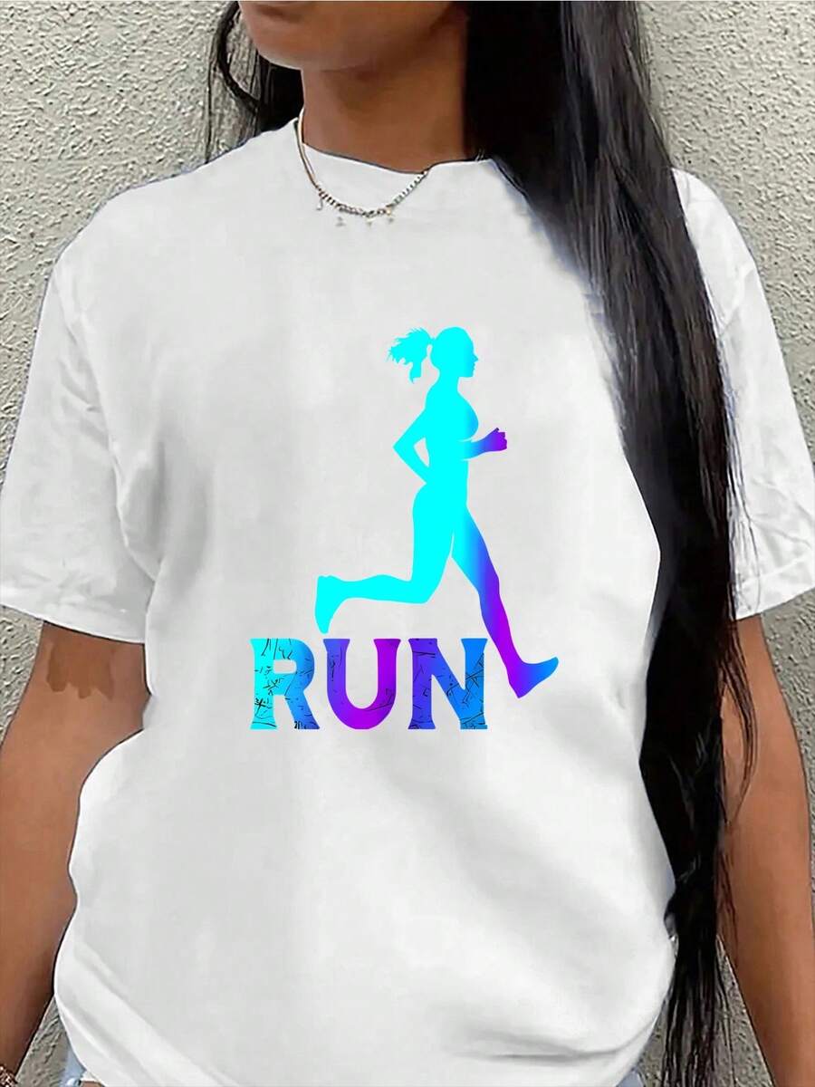 Lightweight And Durable Short-Sleeved T-Shirt With A Vibrant Running Graphic, Ideal For Gym Workouts, Running Or Casual Outings, Perfect For A Lifestyle At Home, In The Park Or Outdoors. - 白色 - 查看 1