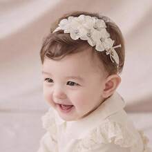 Băng đô cài tóc nơ ren cho bé gái, làm thủ công, mềm mại, co giãn, bản rộng, thích hợp cho trẻ sơ sinh. - Nhiều màu - Xem 2