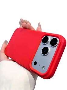 1pc Red Solid Color TPU Phone Case Compatible With 17 Pro Max, 11/12/13/14 Plus, 7/8 Plus, 16/Air, XR/7/8 Plus, 15 Pro Max, Anti-Drop Protective Cover - Red - View 2
