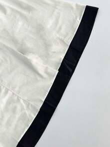 A-Line Dress, Loose Fit, Two-Tone Cotton And Linen, French Holiday Style, Spring/Summer 2026 - Khaki - View 7