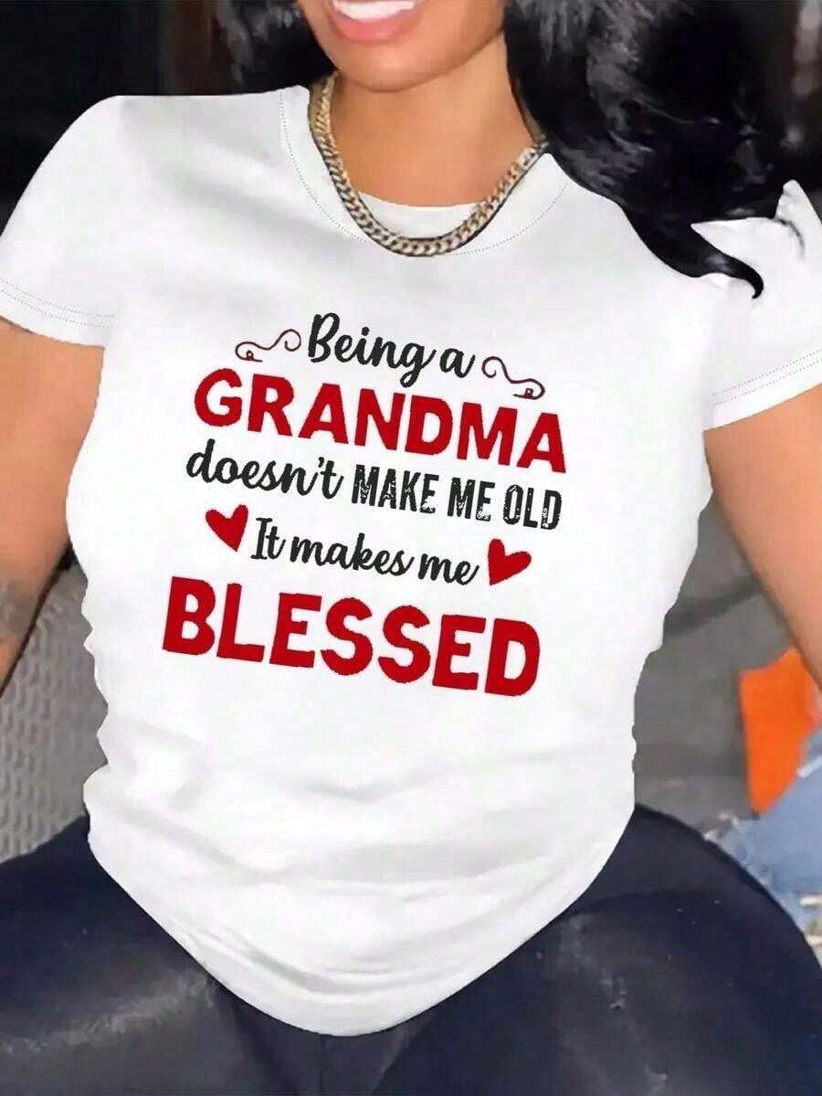 1 pieza clásica y versátil, camiseta corta de algodón puro con mangas cortas, estampada con letras rojas para mujeres. Estilo moderno. - Blanco - Ver 1