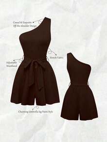 Mono informal sin mangas de unicolor para mujer - Marrón Mocha - Ver 4