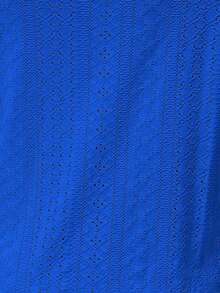 Camiseta con bordado con ojal de manga farol - Azul - Ver 7