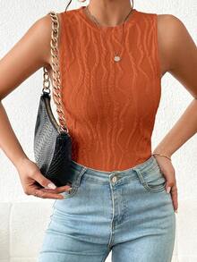 Camiseta de tirantes sólida - Naranja Quemada - Ver 3