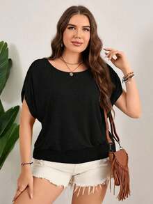 Camiseta de Pascua colorida talla grande, camiseta casual de cuello redondo holgada con cintura, vacaciones, ropa casual de verano para mujeres talla grande, Día de San Valentín, Día de San Valentín talla grande, festival de verano para mujeres - Negro - Ver 6