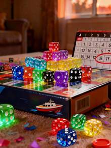 50 pezzi Rosa/30 pezzi Colorati Dadi Cubici, Adatti per Giochi da Tavolo e Feste, Ottimi per Feste di Vacanza, Compleanni e Altri Raduni - Multicolore - Visualizzare 1