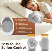 Hailicare Wireless Electric Hand Massager With Heating And Air Compression, 3 Modes, 3 Intensities, 3 Heating Levels, Suitable For Wrist, Finger And Palm Massage, Helps Relax Muscles - Light Grey - View 3