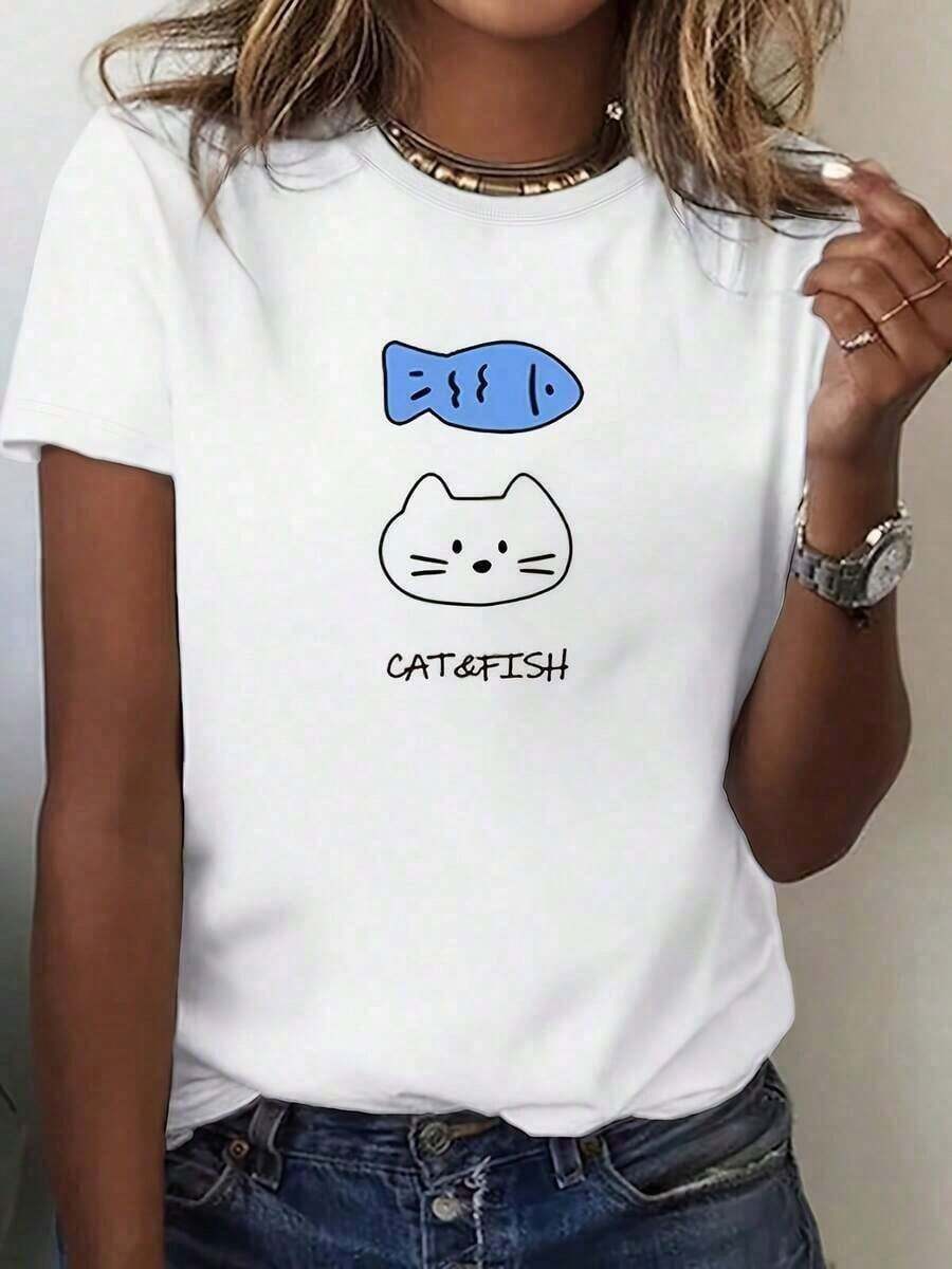 Camiseta de manga corta de cuello redondo para mujer, 100% algodón, suave y transpirable, adecuada para hermanas - Atuendo casual informal, regalo de cumpleaños, blusa de primavera-verano, lavable a máquina, ropa casual cómoda para regalos a hermanas y atuendos diarios. Camiseta sencilla de color sólido para mujer, corte holgado y ajustado, manga corta informal.Suitable for spring, summer and autumn - Blanco - Ver 1