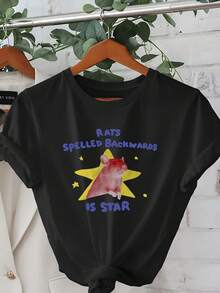 Una camiseta de mujer de manga corta, holgada, moderna, retro y elegante, adecuada para actividades al aire libre en primavera y verano.Es una camiseta casual de manga corta y cuello redondo con un diseño temático de ratas, una de las mejores opciones para mujeres en primavera y verano.blusas para mujer,blusas casuales para dama,tops,, mujer premium,y2k,playeras de mujer curvy,ofertas y liquidaciones ropa mujer,playeras deportivas para mujer,,playeras de hombre, mujer,blusas>elegante OHQT - Negro - Ver 8
