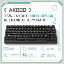 ATTACK SHARK AJAZZ AK820 75% 有線機械式電競鍵盤，附旋鈕，熱插拔 Gasket Mount RGB 鍵盤，NKRO 線性海鹽軸，相容 PC/Win，聖誕禮物、兒童禮物，2026 新年款－紫色 藍色 白色/灰色/灰白色/白灰色/黑色/白色 - 彩色 - 查看 16
