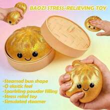 NeeDoh Đồ chơi bánh bao sọc cầu vồng bóng bẩy, bóng giảm áp kèm hộp hấp, bột nặn siêu mềm mại, quà tặng giảm căng thẳng cho người lớn và thanh thiếu niên, sử dụng tại nhà và văn phòng. - Nhiều màu - Xem 2