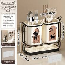 Cute Cat Print Kitchen Utensil Holder, Wall Mount Or Countertop Chopstick Caddy With Drain Base, Durable & Easy To Clean, Multi-Functional Organizer For Spoons, Forks & Kitchen Tools, Ideal For Small Kitchen - Multicolor - View 14