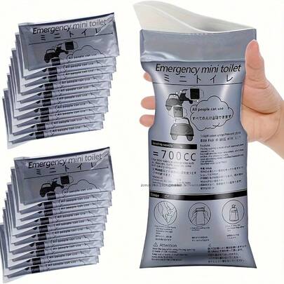 Bồn vệ sinh di động mới cho ô tô, túi tiểu du lịch dùng một lần tiện lợi cho trường hợp khẩn cấp khi cắm trại ngoài trời, đa năng.