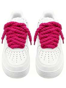 1pair Thick Rope Laces(120cm/47.24inch)Round Chunky Shoelaces Replacement Laces For Sneakers,Rope Shoe Laces,Shoe Accessories,Men And Women Shoelaces - Hot Pink - View 2